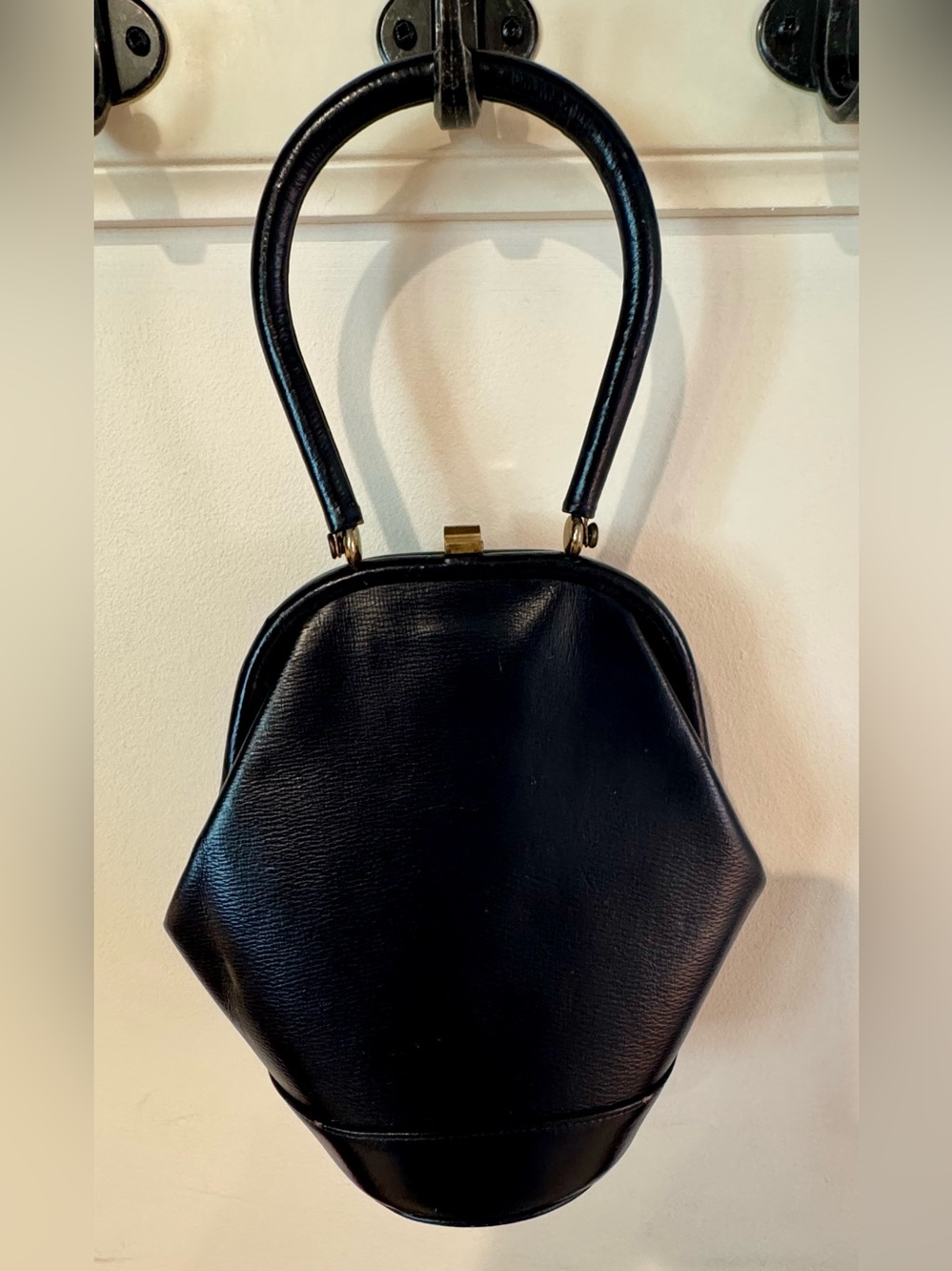 Vintage Simpsons Sears Navy Leather Structured Evening Bag, Super Chic
